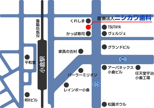 医療法人悠歯会 ニシカワ歯科 京都南インプラントセンターのアクセスマップ