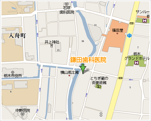 鎌田歯科医院 栃木市市役所通りインプラント・ホワイトニングサロンのアクセスマップ
